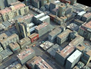 带动画的现代小城市场景