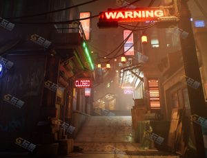 UE5素材—赛博朋克科幻贫民窟街道