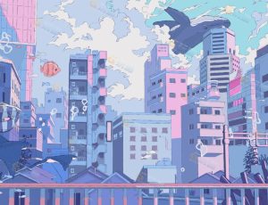 唯美卡通东京街景