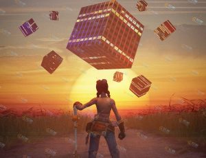 夕阳下的小女孩场景