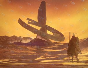 乌托邦世界沙漠行走的机器人场景动画工程