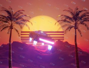 蒸汽朋克汽车飞行动画场景工程