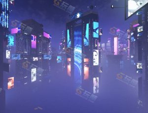 夜晚霓虹灯都市