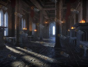 中世纪古老奇幻城堡走廊