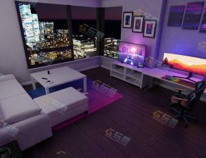 霓虹灯电脑卧室