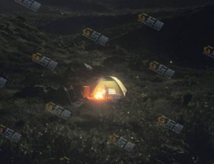 C4D工程源文件—夜晚野外露营地