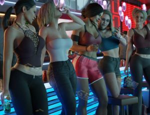 欧美现代酒吧女孩聚会CG场景