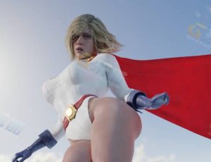 空中白云间的女超人