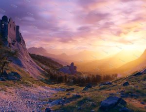 唯美夕阳山林草地—布兰德（BL）工程源文件