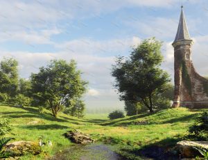 野外小溪草原丛林场景—布兰德（BL）工程源文件