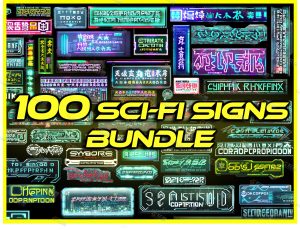 赛博朋克霓虹灯牌Blender资产库