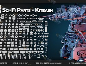 200+科幻零件Blender资产库