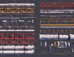 科幻管电缆Blender资产库