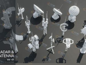 科幻雷达天线Blender资产库