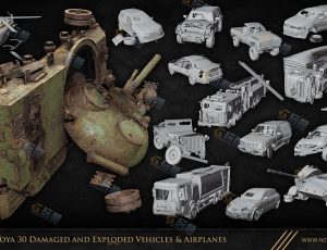 损坏破损车辆飞机Blender资产库