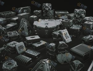 科幻硬表面零部件Blender资产库