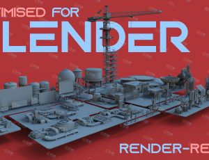 科幻屋顶设备Blender资产库