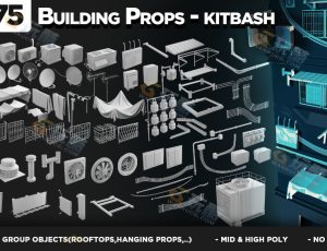 新现代建筑道具Blender资产库