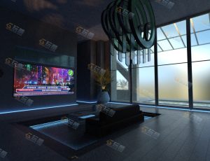 现代宽敞明亮霓虹灯氛围客厅—布兰德（BL）工程源文件