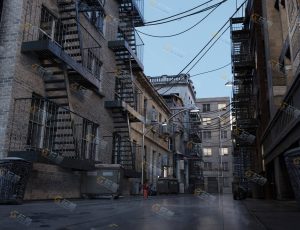 复古破旧纽约贫民窟小巷—布兰德（BL）工程源文件