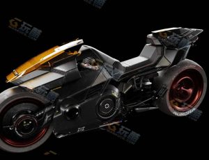 赛博朋克黑色科技摩托车—布兰德（BL）模型