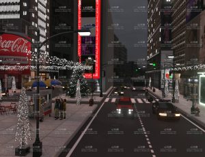 冬季夜晚街道—布兰德（BL）工程源文件