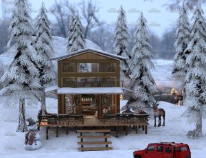 冬季郊区木屋—布兰德（BL）工程源文件