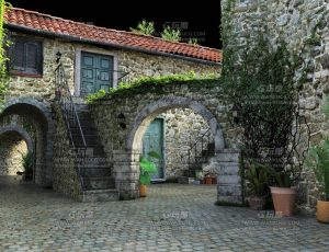 老旧复古别墅院子—布兰德（BL）工程源文件