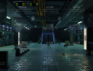 夜晚孤寂地铁站—布兰德blend项目源文件