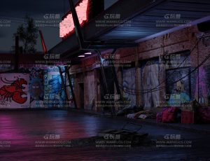 霓虹灯街头汽车站—布兰德blend项目源文件