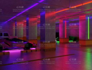 地下霓虹灯炫彩车库—布兰德blend项目源文件