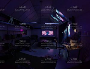 紫色氛围灯赛博朋克卧室—布兰德Blend项目源文件