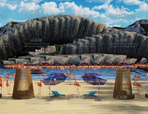 火烈鸟海景—布兰德Blend项目源文件