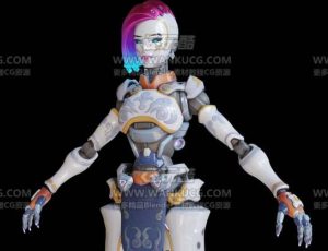 赛博朋克高精度女机器人—布兰德Blend模型