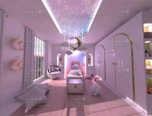 粉色儿童女孩房间—布兰德Blend项目源文件