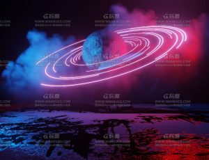 蒸汽波风格土星创意场景—Blend项目源文件