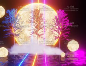 蒸汽波赛博朋克月球树场景—Blend项目源文件