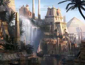 玩酷CG网—古埃及神庙建筑模型