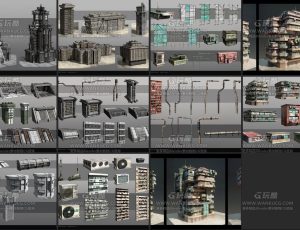 未来科幻乌托邦贫民窟建筑Blender资产库