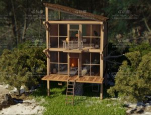 林中小木屋别墅—Blend项目源文件