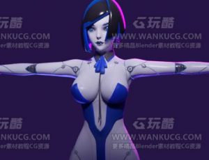 科幻卡通赛博朋克改造女机器人—Blend模型