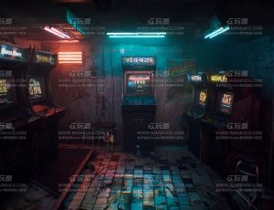 赛博朋克霓虹灯氛围游戏厅MAYA模型