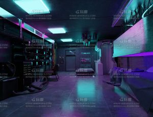 赛博朋克紫光氛围科幻机房—Blend项目源文件