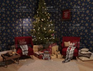 圣诞节温馨的卧室角落—Blend项目源文件