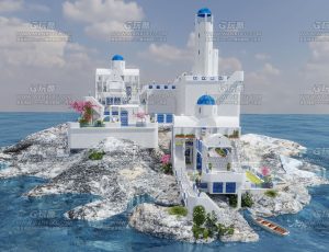 北欧风格海上度假城堡—Blend项目源文件