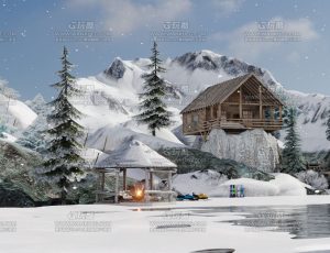冬季雪山小房—Blend项目源文件