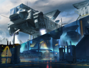 Blender三辅二科幻赛博朋克风格场景《飞船港口》概念设计