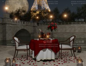 巴黎铁塔下的烛光晚餐—Blend项目源文件