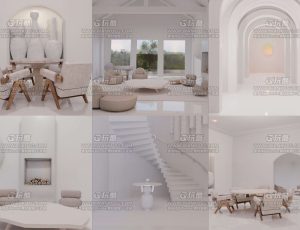 现代北欧风格极简客厅—Blend项目源文件