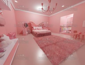 粉色女孩大卧室—Blend项目源文件